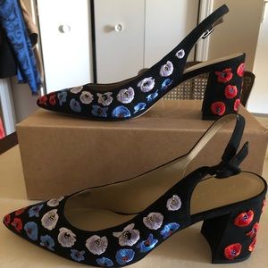 Ann Taylor Floral Block Slingbacks Sz. 10 NWOT
